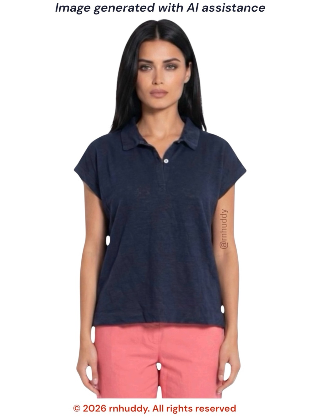 Poetry size 14 navy 100% linen relaxed fit collared top
